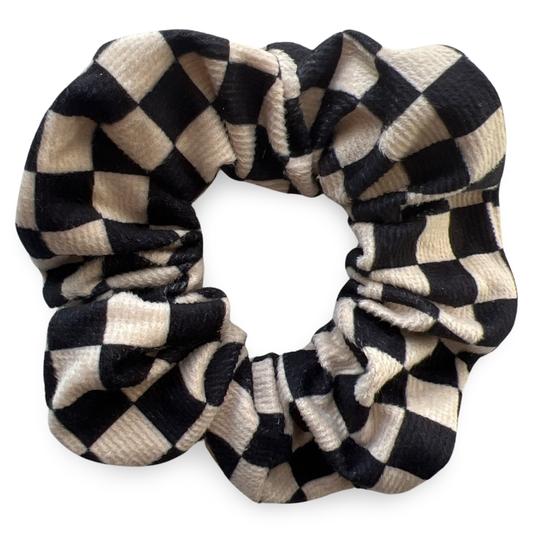 black checkered scrunchie